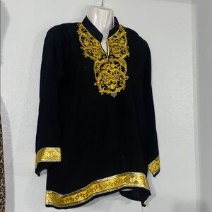 GUL FASHION BLACK EMBROIDED TUNIC L